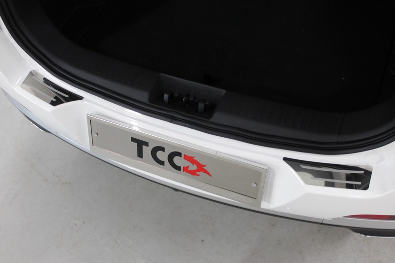 Обвес для CHERY Tiggo 7 PRO 2020 Накладки на задний бампер (лист зеркальный с полосой) 2шт