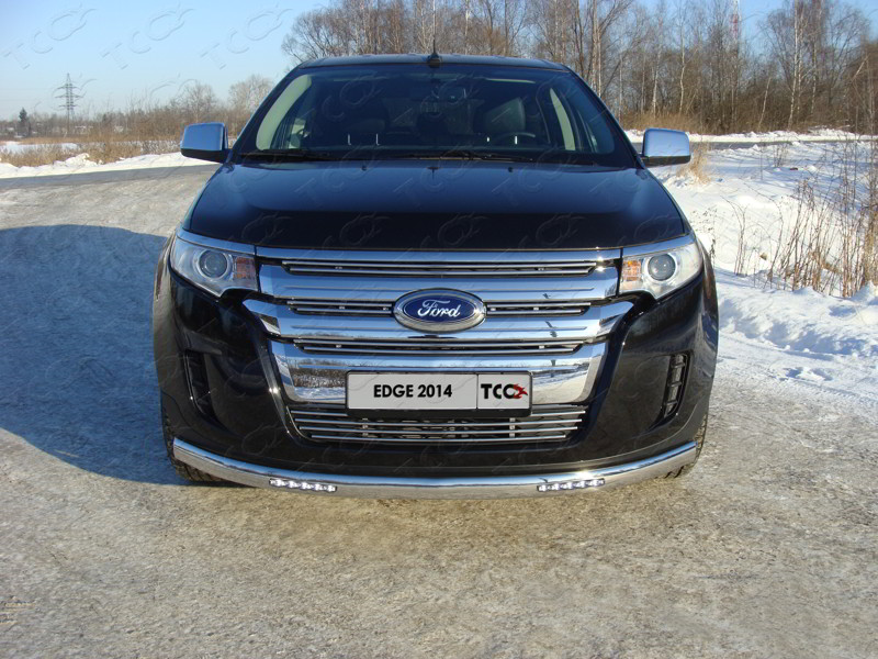 FORD Edge 2014-2015 Защита передняя нижняя (овальная (с ходовыми огнями)) 75х42 мм Обвес для FORD Edge 2014-2015 Защита передняя нижняя (овальная (с ходовыми огнями)) 75х42 мм