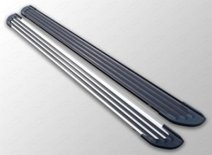 Обвес для AUDI Q5 2008-2016 Пороги алюминиевые Slim Line Black 1820 мм