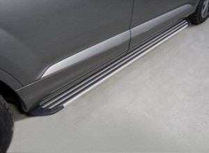 Обвес для AUDI Q7 2015- Пороги алюминиевые Slim Line Silver 2020 мм