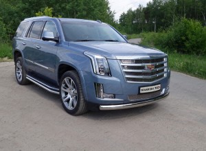 Обвес для CADILLAC Escalade 2015- Защита передняя нижняя (овальная) 75х42 мм