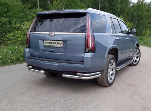 Обвес для CADILLAC Escalade 2015- Защита задняя (уголки двойные) 76,1/42,4 мм