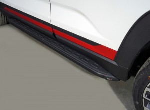 Обвес для CHANGAN CS35 plus 2WD 1.5T 2023- Пороги алюминиевые с пластиковой накладкой (карбон черные) 1720 мм