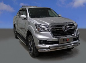 Обвес для DONGFENG DF6 2.3D AT Luxury 2022- Защита передняя нижняя (двойная) 76,1/42,4 мм