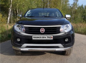 Обвес для FIAT Fullback 2016- Защита передняя нижняя (овальная с ДХО) 75х42 мм