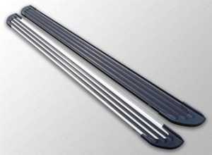 Обвес для FIAT Fullback 2016- Пороги алюминиевые Slim Line Black 1820 мм