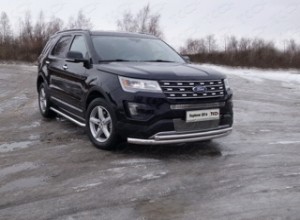 Обвес для FORD Explorer 2016-2017 Защита передняя нижняя (двойная) 76,1/50,8 мм