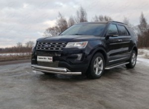 Обвес для FORD Explorer 2016-2017 Защита передняя нижняя (двойная) 76,1/75 мм