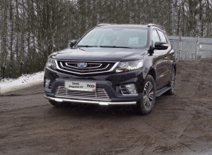 Обвес для GEELY Emgrand X7 2018- Защита передняя нижняя (с ДХО) 60,3 мм