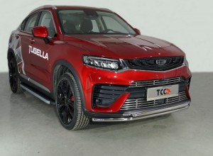 Обвес для GEELY Tugella 2020-2022 Защита передняя нижняя (двойная) 42,4/42,4 мм