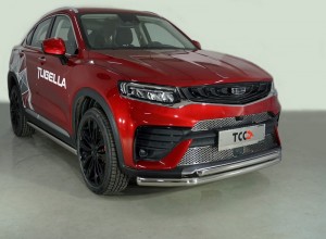 Обвес для GEELY Tugella 2020-2022 Защита передняя нижняя (двойная) 60,3/42,4 мм