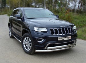 Обвес для JEEP Grand Cherokee 2013-2017 Защита передняя нижняя (двойная) 76,1/75 мм