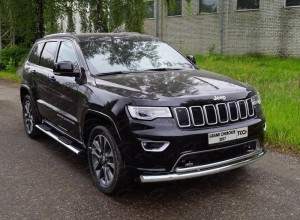 Обвес для JEEP Grand Cherokee 2017- Защита передняя нижняя (двойная) 76,1/42,4 мм