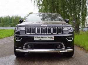 Обвес для JEEP Grand Cherokee 2017- Защита передняя (овальная длинная (с ДХО) 75х42 мм