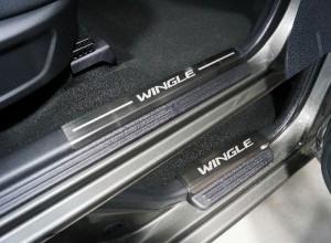 Обвес для GREAT WALL Wall Wingle 7 4WD 2.0 TD 2020- Накладки на пластиковые пороги (лист шлифованный надпись Wingle) 4шт