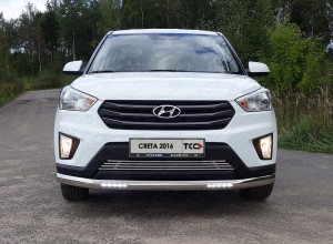 Обвес для HYUNDAI Creta 2016-2021 Защита передняя нижняя (овальная с ДХО) 75х42 мм