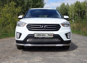 Обвес для HYUNDAI Creta 2016-2021 Защита передняя нижняя (с ДХО) 60,3 мм