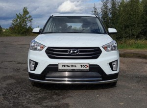 Обвес для HYUNDAI Creta 2016-2021 Защита передняя нижняя (двойная) 60,3/42,4 мм