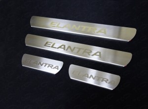 Обвес для HYUNDAI Elantra 2016-2020 Накладки на пороги (лист шлифованный надпись Elantra)