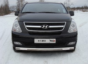 Обвес для HYUNDAI H-1 2013-2018 Защита передняя нижняя (с ДХО) 75х42 мм