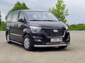 Обвес для HYUNDAI H-1 2018- Защита передняя нижняя (овальная) 75х42 мм