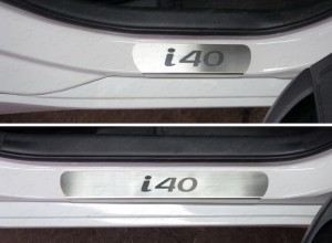 Обвес для HYUNDAI i40 2011-2018 Накладки на пороги (лист шлифованный надпись i40)