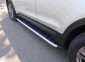 Обвес для HYUNDAI Santa Fe 2011-2012 Пороги алюминиевые с пластиковой накладкой (1720 из 2-х мест)