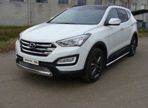 Обвес для HYUNDAI Santa Fe (DM) 2012-2018 Защита передняя (овальная короткая) 75х42 мм