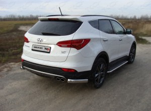 Обвес для HYUNDAI Santa Fe (DM) 2012-2018 Защита задняя (уголки) 75х42 мм