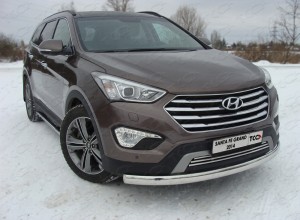 Обвес для HYUNDAI Santa Fe Grand 2014-2016 Защита передняя нижняя (овальная) 75х42 мм