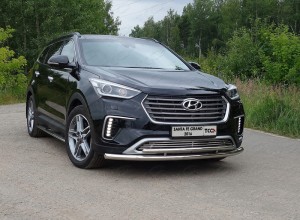 Обвес для HYUNDAI Santa Fe Grand 2016- Защита передняя нижняя (двойная) 60,3/42,4 мм