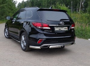 Обвес для HYUNDAI Santa Fe Grand 2016- Защита задняя центральная (овальная) 75х42 мм