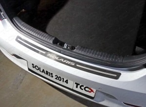 Обвес для HYUNDAI Solaris (седан/хетчбэк) 2014-2017 Накладка на задний бампер (лист шлифованный с надписью Solaris) (только хетчбэк)