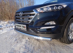 Обвес для HYUNDAI Tucson 2015-2018 Защита передняя нижняя (овальная с ДХО) 75х42 мм