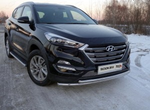 Обвес для HYUNDAI Tucson 2015-2018 Защита передняя нижняя (двойная) 42,4/42,4 мм