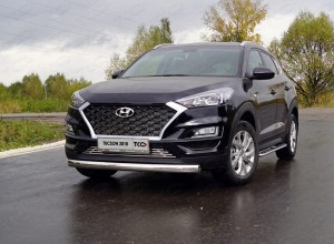 Обвес для HYUNDAI Tucson 2018-2021 Защита передняя нижняя (овальная) 75х42 мм