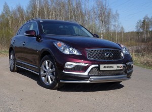 Обвес для INFINITI QX 50 2016-2018 Защита передняя нижняя (двойная) 42,4/42,4 мм