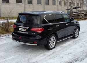 Обвес для INFINITI QX 56 2011-2014 Защита задняя (центральная) 75х42 мм