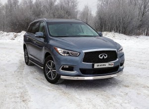 Обвес для INFINITI QX 60 2016- Защита передняя нижняя (овальная с ДХО) 75х42 мм