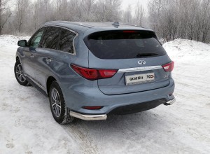 Обвес для INFINITI QX 60 2016- Защита задняя (уголки овальные) 75х42 мм