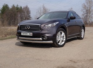 Обвес для INFINITI QX 70 2015- Защита передняя нижняя (двойная) 75/75 мм