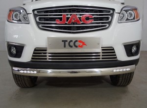 Обвес для JAC T6 (4WD) 2.0T (бенз) 2021- Защита передняя нижняя (овальная с ДХО) 75х42 мм