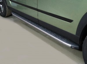 Обвес для JAECOO J7 1.6T 2WD 2023 Пороги алюминиевые с пластиковой накладкой (карбон серые) 1720 мм