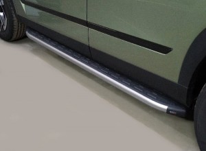 Обвес для JAECOO J7 1.6T 2WD 2023 Пороги алюминиевые с пластиковой накладкой (карбон серебро) 1720 мм
