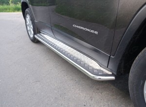 Обвес для JEEP Cherokee (Sport, Longitude, Limited) 2014- Пороги с площадкой 42,4 мм