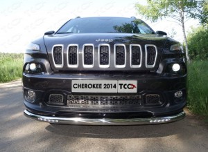 Обвес для JEEP Cherokee (Sport, Longitude, Limited) 2014- Защита передняя нижняя (с ходовыми огнями) 60,3 мм