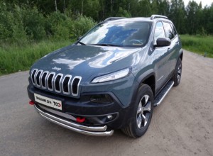 Обвес для JEEP Cherokee (Trailhawk) 2014- Защита передняя нижняя (двойная) 60,3/60,3 мм