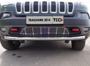 Обвес для JEEP Cherokee (Trailhawk) 2014- Защита передняя нижняя (с ходовыми огнями) 60,3 мм