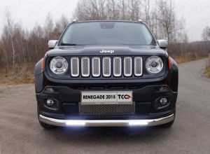 Обвес для JEEP Renegade 4WD 2015- Защита передняя нижняя (овальная с ДХО) 75х42 мм