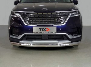 Обвес для KIA Carnival (2WD) 2.2D 2021- Защита передняя нижняя (овальная с ДХО) 75х42 мм